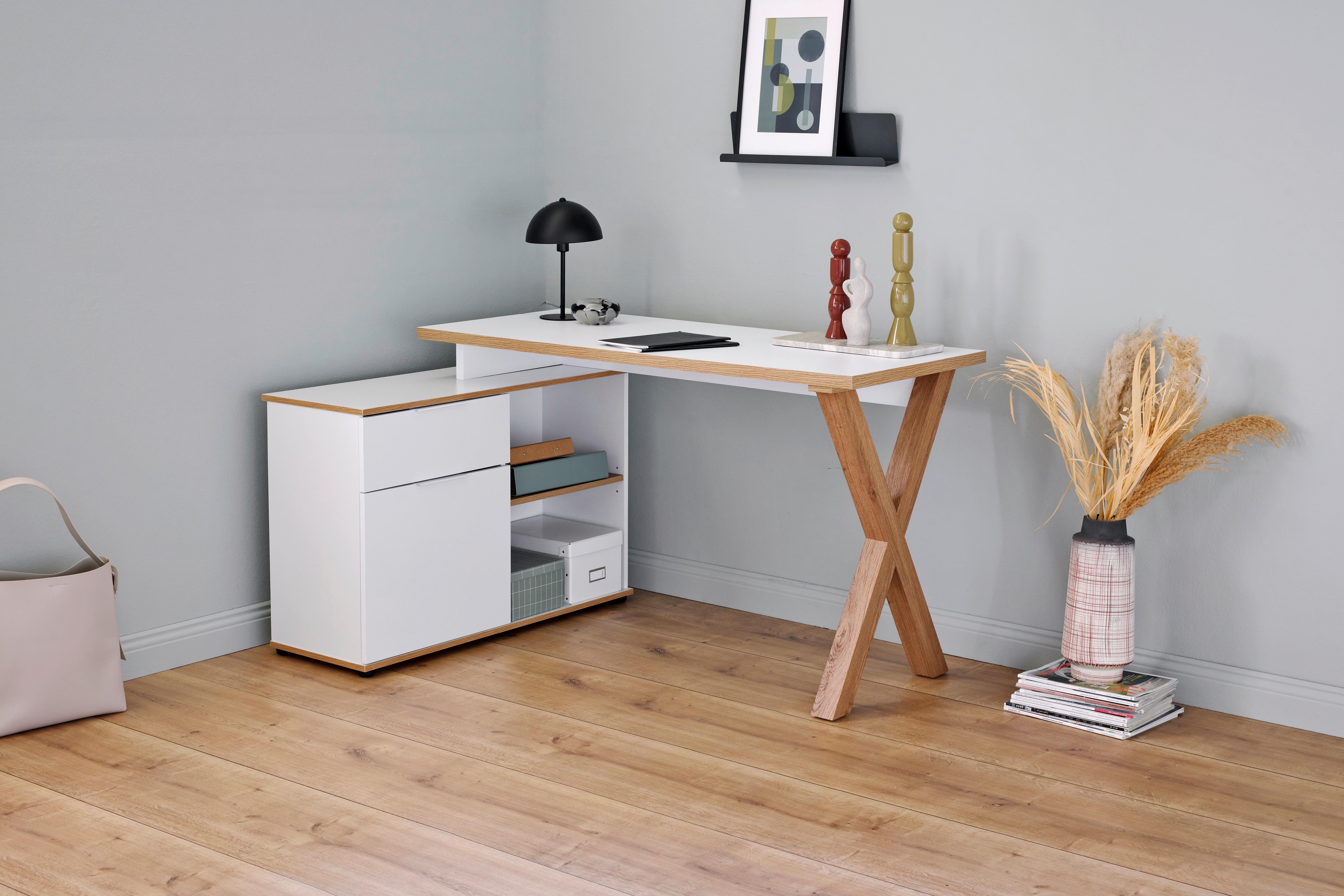 Eckschreibtisch X-Club C 40 E - Eichefarben/Weiß, MODERN, Holzwerkstoff (140/95/76cm) - Livetastic