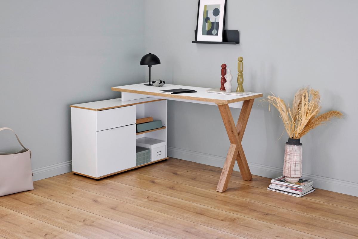 Eckschreibtisch X-Club C 40 E - Eichefarben/Weiß, MODERN, Holzwerkstoff (140/95/76cm) - Livetastic