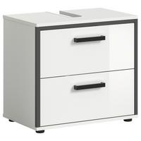 Waschbeckenunterschrank Kojak, Weiß Hochglanz B: 60 Cm - Weiß Hochglanz/Schwarz, MODERN, Holzwerkstoff (60/55/37cm) - MID.YOU