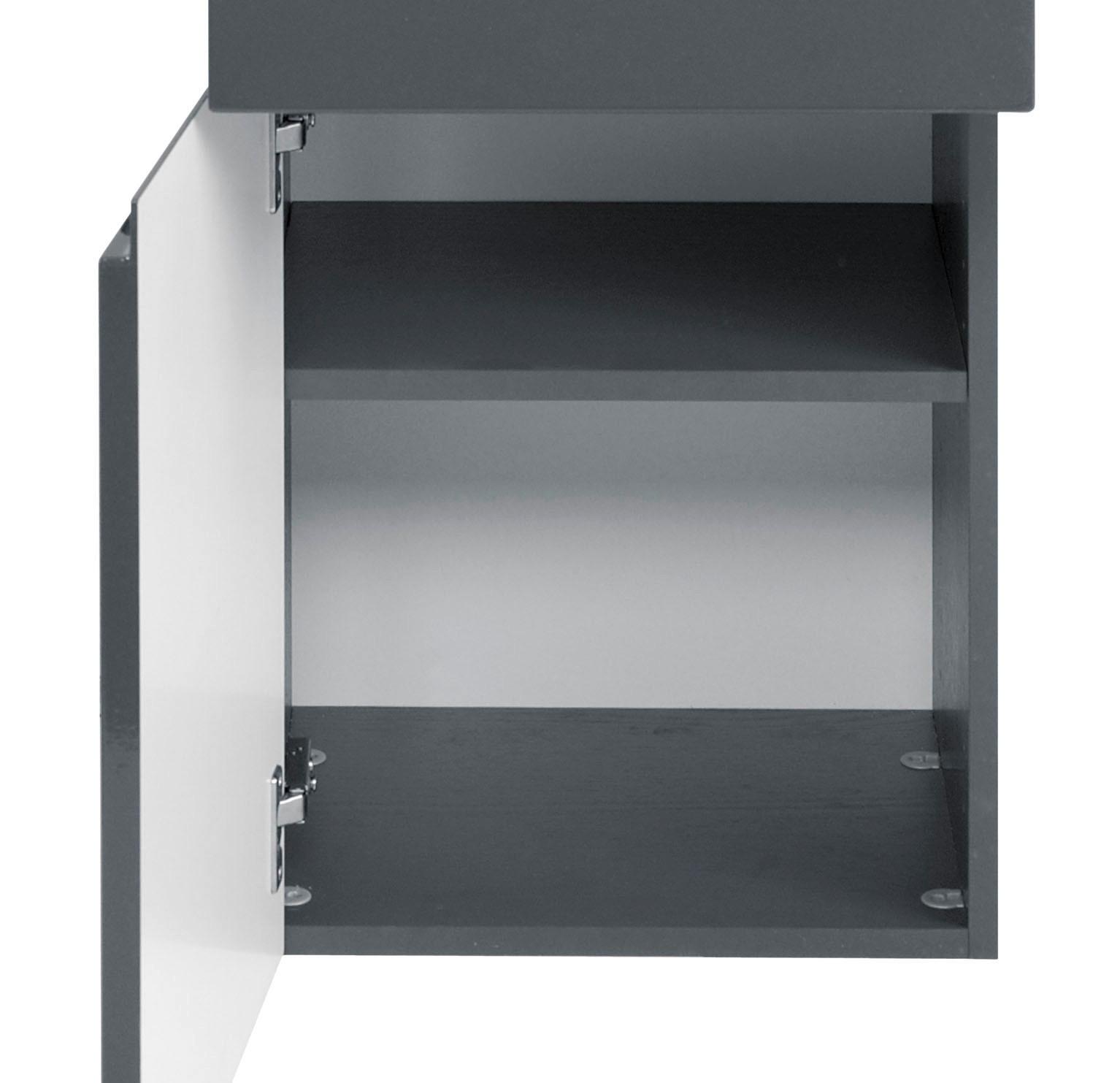 Hochschrank in Graphitfarbe und Grau