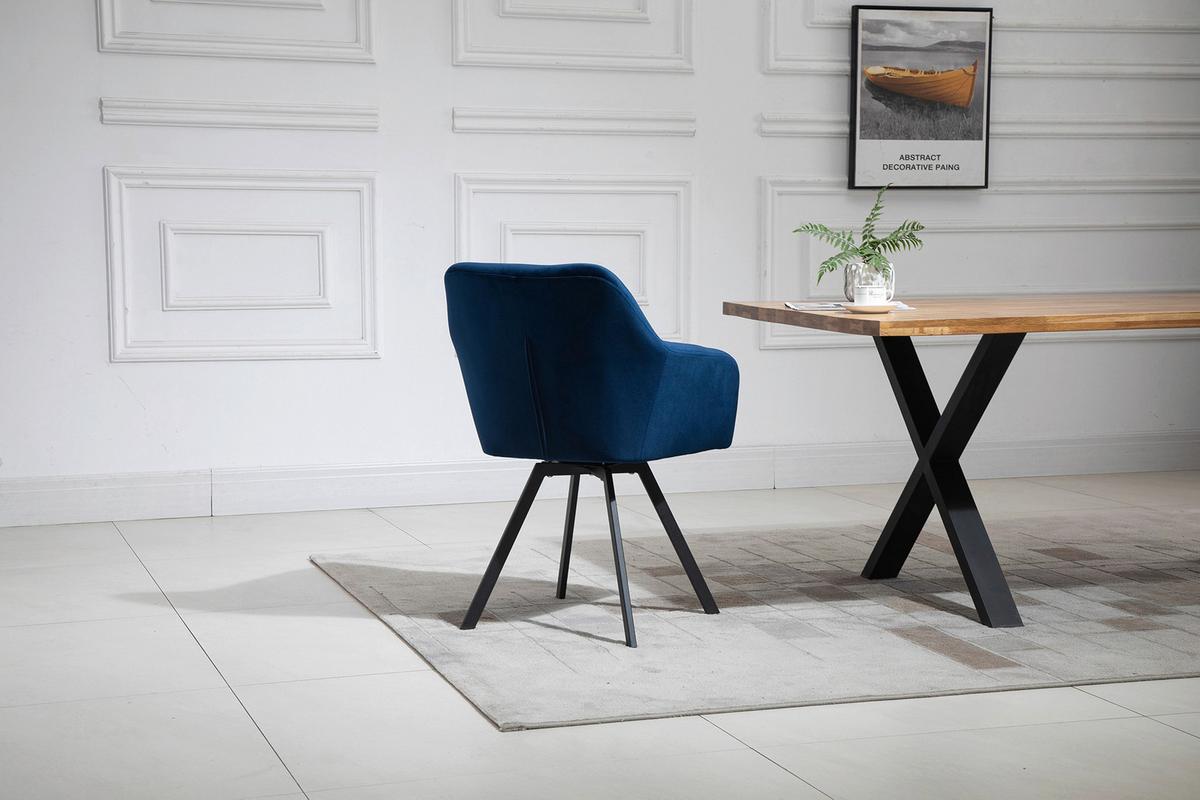 Armlehnstuhl Blau B: 61 Cm - Blau/Schwarz, MODERN, Textil/Metall (61/85/62cm) - Livetastic