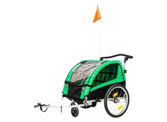 Kinderfahrradanhänger Kfa 1000 - Schwarz/Grün, MODERN, Kunststoff/Metall (137/77/103cm) Kinderfahrradanhänger Kfa 1000 - Schwarz/Grün, MODERN, Kunststoff/Metall (137/77/103cm)