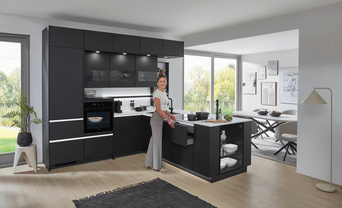 Eckküche Eastbourne - Schieferfarben/Graphitfarben, MODERN, Holzwerkstoff (303,2/264,5cm) - Vertico