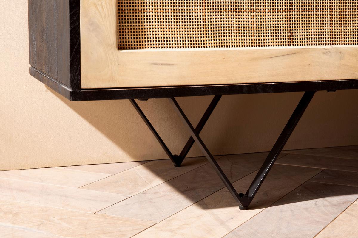 Sideboard Schwarz/Braun, B: 175 cm - Hellbraun/Schwarz, LIFESTYLE, Holz (175/75/45cm) - MID.YOU