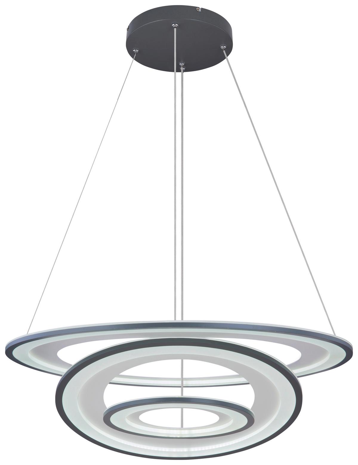 Led-hängeleuchte H: 120 Cm 1-Flammig Mit Stufenschalter - Opal/Graphitfarben, Basics, Kunststoff/Metall (79,5/120cm) - Globo