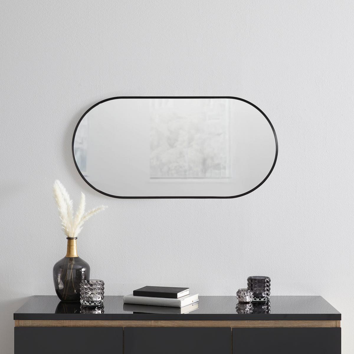 NÁSTENNÉ ZRKADLO BRITT ČIERNA - čierna, Modern, kov/sklo (40/80cm) - Mömax