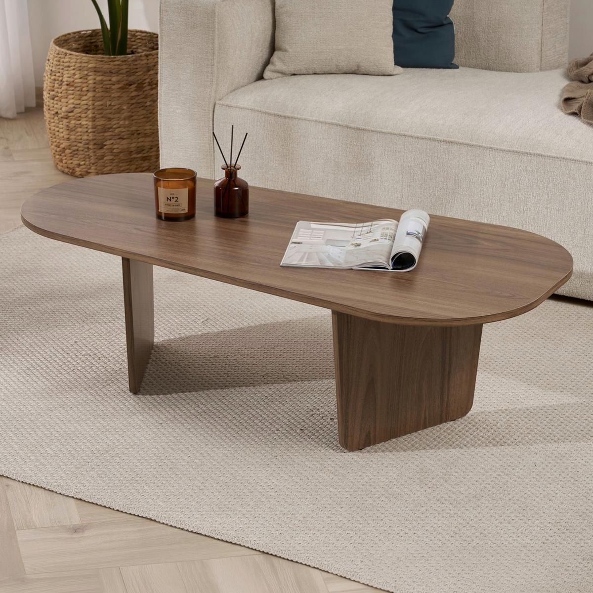 COUCHTISCH Ovalis Walnussfarben L: 130cm - Walnussfarben, Design, Holzwerkstoff (130/65/40cm) - MID.YOU
