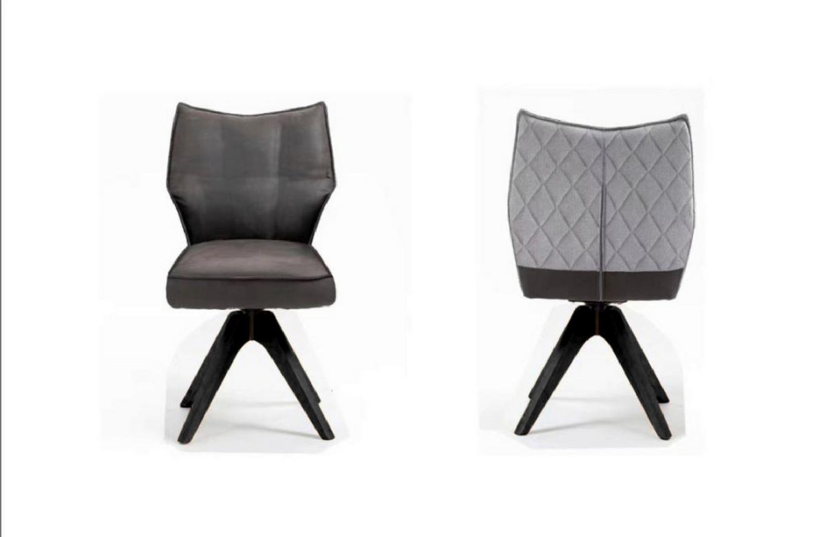 Stuhl Fulton Braun, Grau Beine Schwarz, B: 62 cm - Schwarz/Braun, Design, Holz/Textil (62/85/64cm) - Stylife