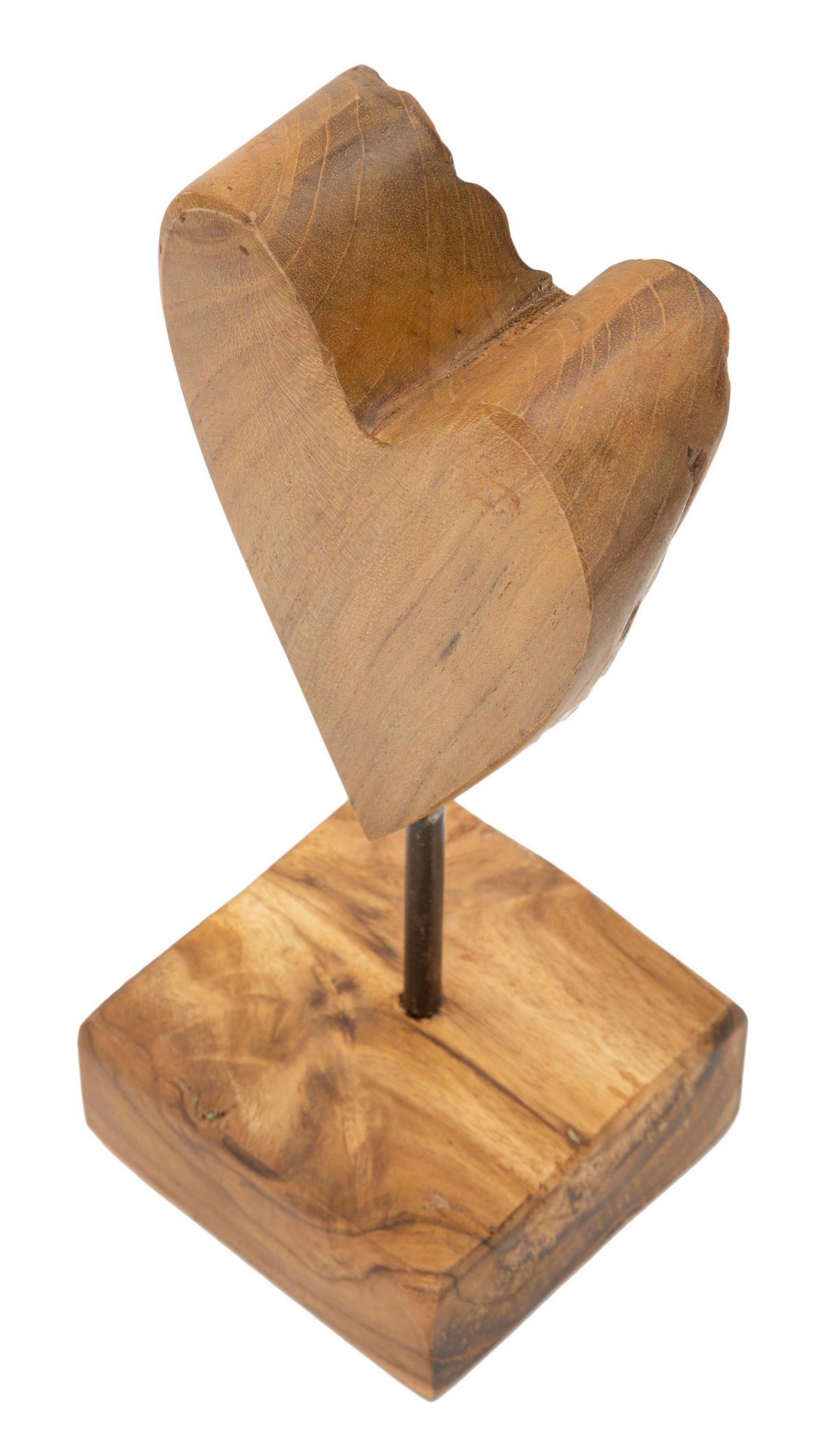 Skulptur Heart Teak Braun, B: 10 cm - Braun, Basics, Holz (10/25/10cm)