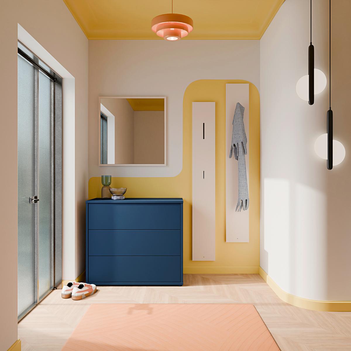 Komoda farba modrá - tmavomodrá, Modern, kompozitné drevo (94,8/83,1/41,5cm)