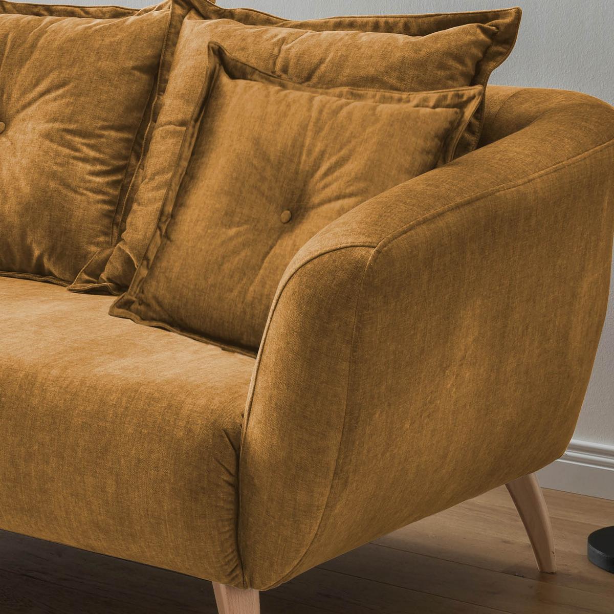 Ecksofa Baggio Gelb S: 162/277 cm - Gelb/Buchefarben, MODERN, Holz/Textil (162/277cm) - Livetastic