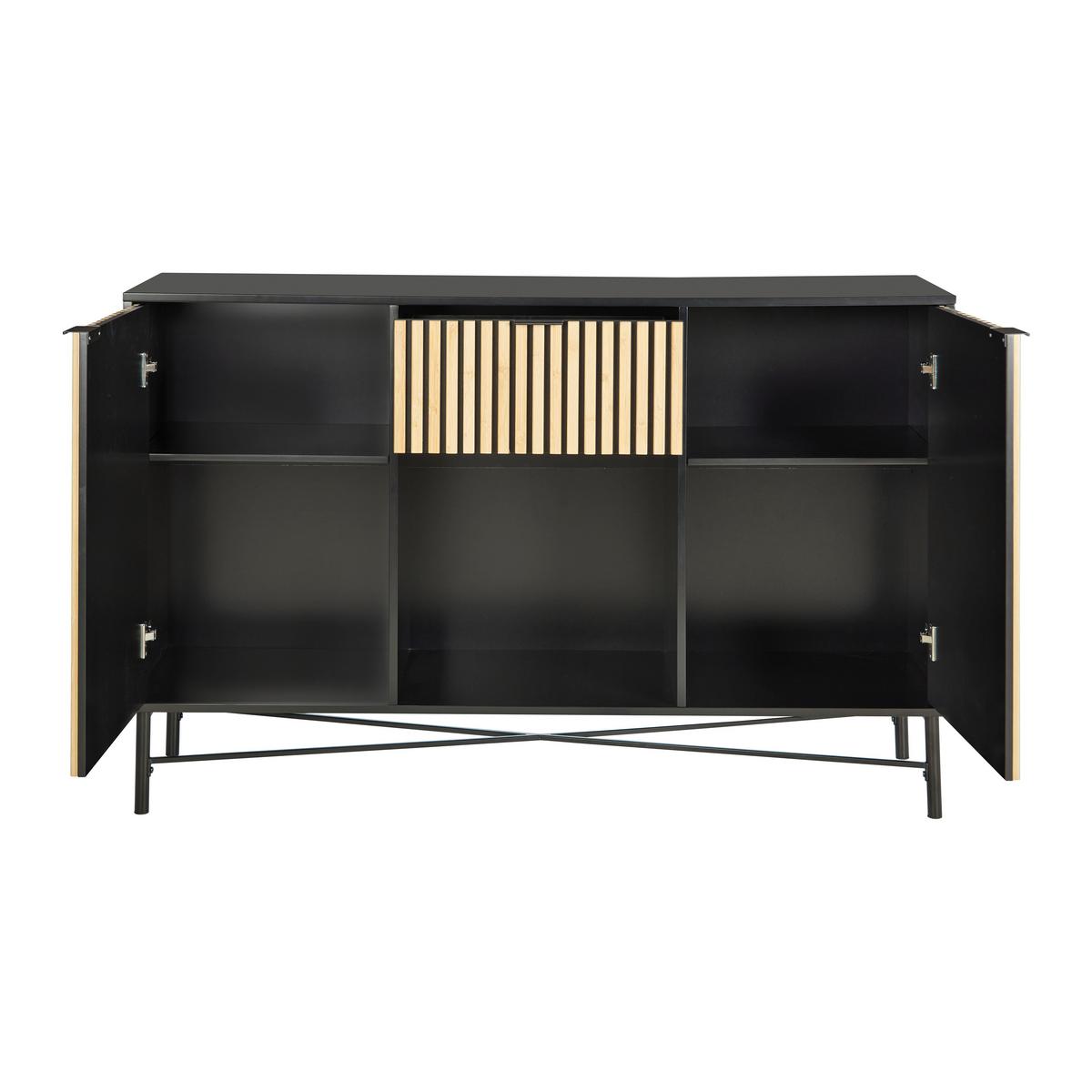 Komoda MADRID - černá/barvy dubu, Moderní, kov/dřevo (143/90/40cm) - Mömax