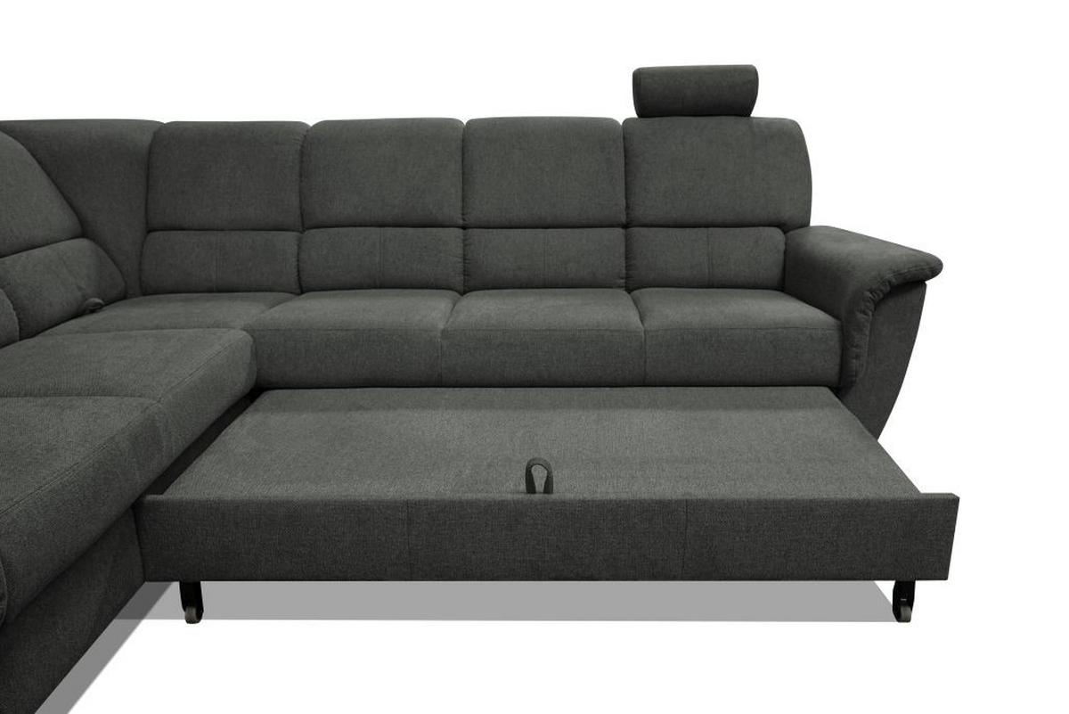 Sedačka MARSYLIA, levá, antracit.velur, s relax.rohem - černá/barvy stříbra, Design, kov/dřevo (216/270cm) - MID.YOU