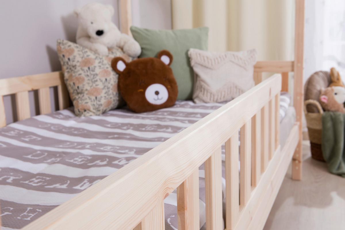 Hausbett Lou Bettschublade Naturfarben B: 100 Cm - Naturfarben/Weiß, MODERN, Holz/Textil (100/200cm) - MID.YOU