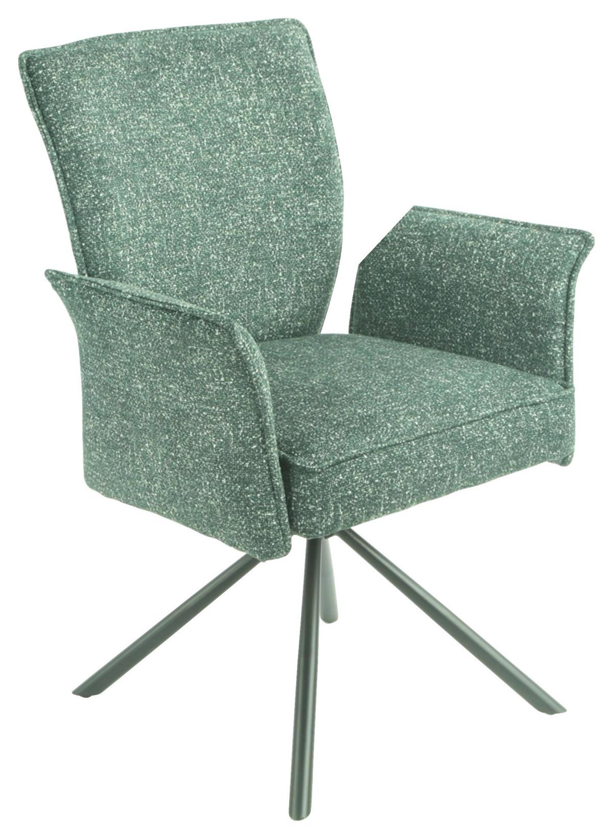 Vierfußstuhl Ellen Ii Webstoff Grün, B: 49 Cm - Schwarz/Grün, MODERN, Textil/Metall (49/90/60cm)