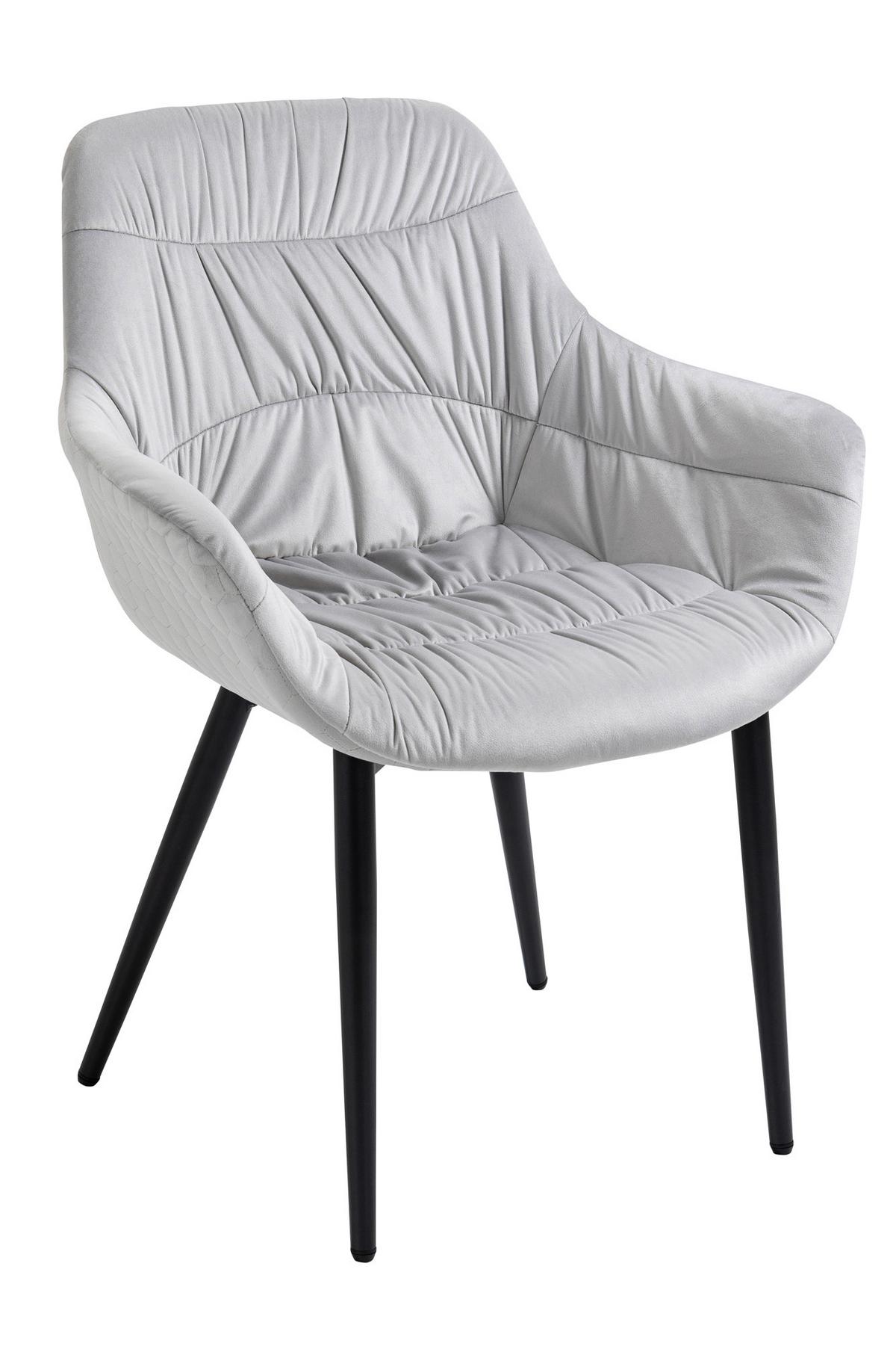 Tischgruppe Akazie Massiv/hellgrau 5--Teilig - Hellgrau/Naturfarben, MODERN, Holz/Textil (160/85/76,5cm) - Livetastic