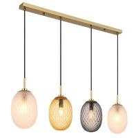 Hängeleuchte 15899-4h - Goldfarben/Schwarz, Basics, Glas/Textil (96/15/120cm) - Globo