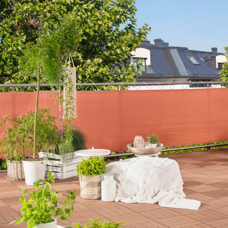 Sichtschutz Balkonbl. Sylt 0,9x5m, - Terracotta, Basics, Kunststoff (500/90cm) - Windhager