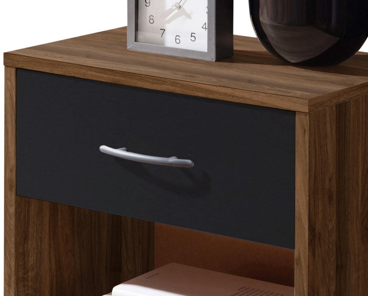Nachtkästchen Nuss Dekor H: 41 Cm Base - Nussbaumfarben/Schwarz, Basics (39/41/28cm) - P & B
