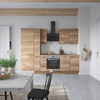 Kuchyňská linka 270 cm, dekor dub Havanna - černá/tmavý dub, Moderní, kov/kompozitní dřevo (270cm) - Nobilia