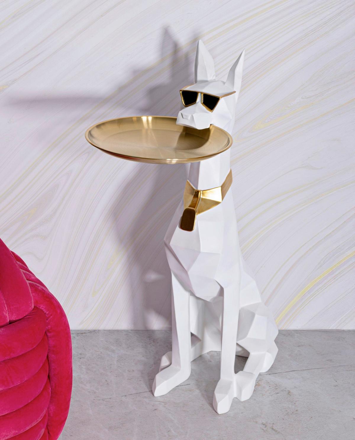 Skulptur Kunststoff/metall, Weiß/gold - Basics, Kunststoff/Metall (31/73/22cm)