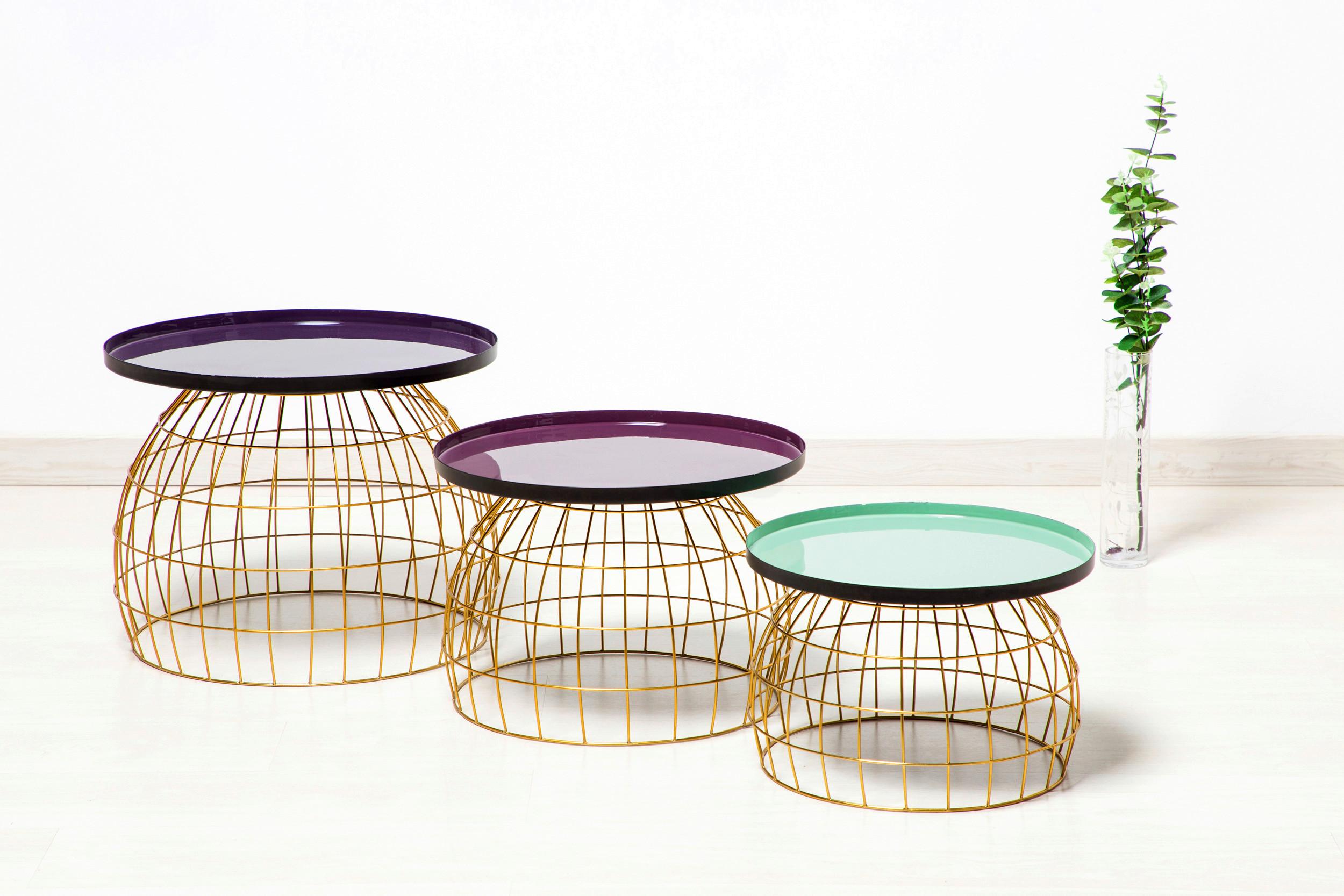 Beistelltischset Laudatio 260 - Pflaume/Violett, Design, Metall - Kayoom