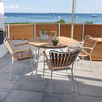 Gartengarnitur 5-tlg Ellen Teakholz - Naturfarben/Weiß, Natur, Holz - Gardenson