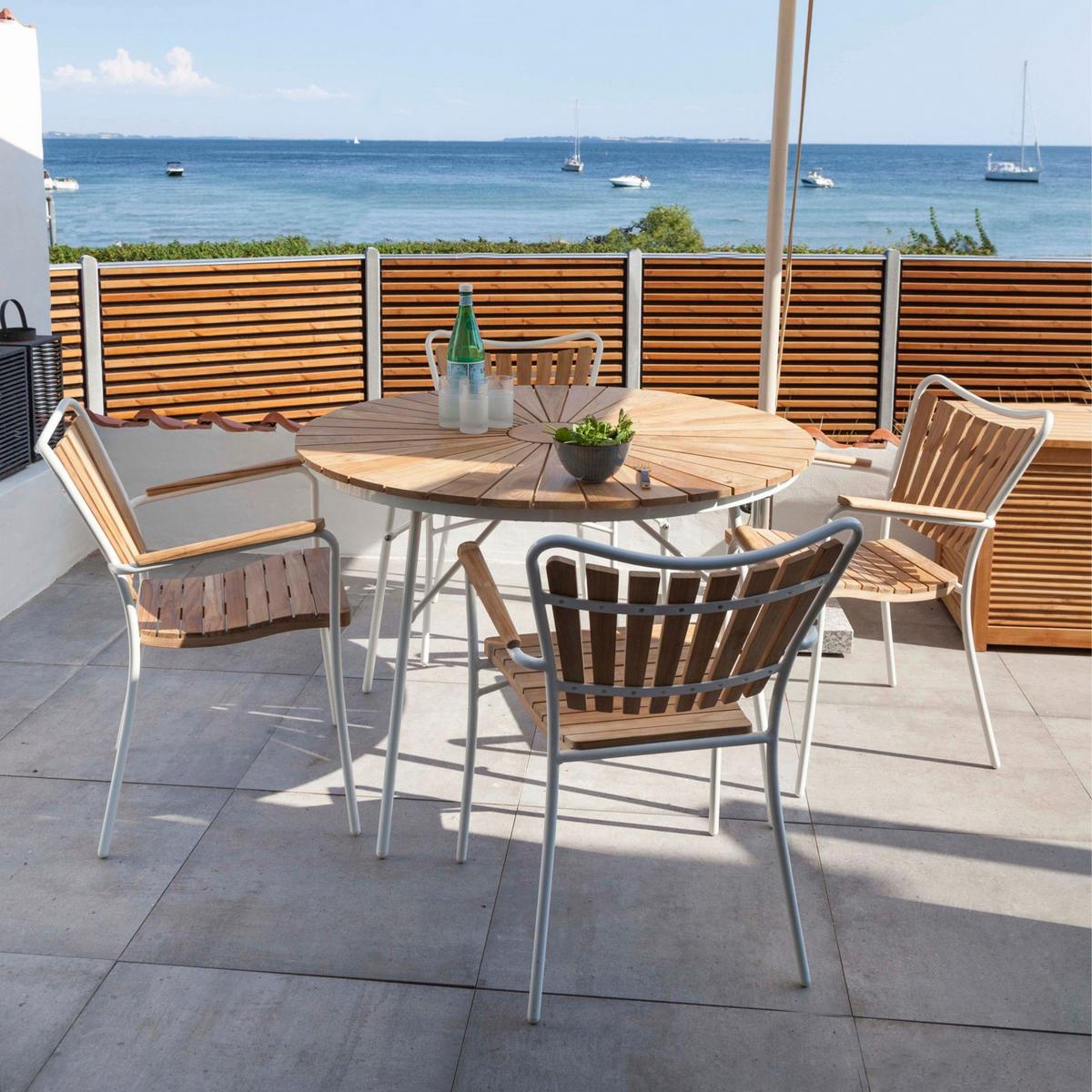 Gartengarnitur 5-Tlg Ellen Teakholz - Naturfarben/Weiß, Natur, Holz - Gardenson