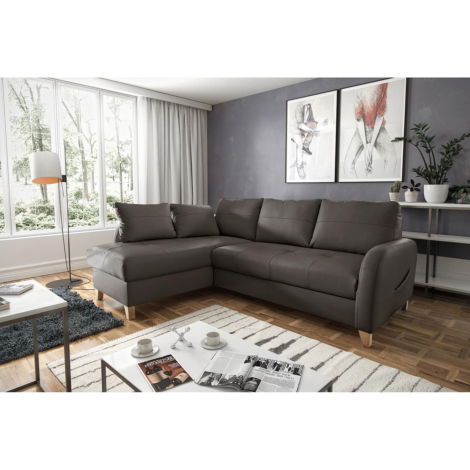 Ecksofa Compact Dunkelbraun B: 168x227 Cm - Dunkelbraun/Buchefarben, Design, Leder/Textil (168/227cm) - Livetastic