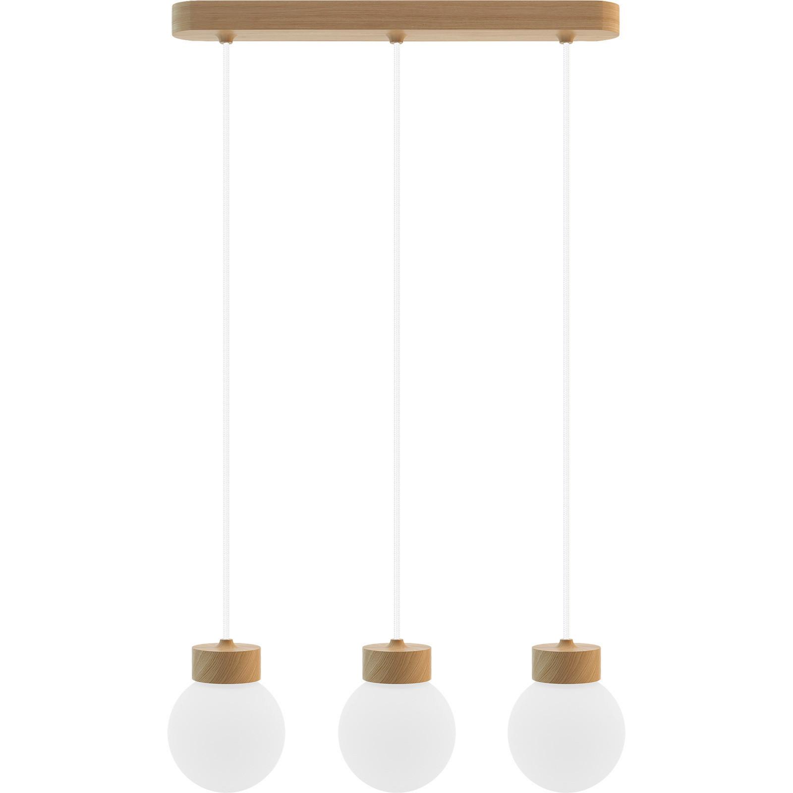 Hängeleuchte 8570345 Barrel-Orb 3 - Eiche - Eichefarben/Weiß, Design, Glas/Holz (52/150cm)