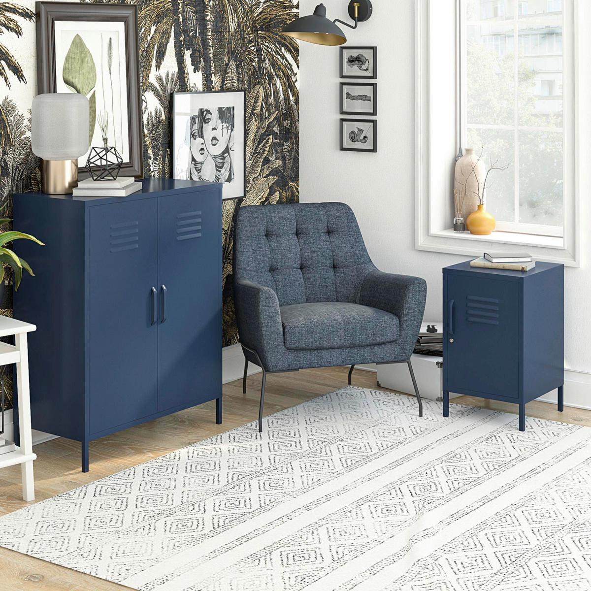 Highboard Bradford Blau B: 79cm - Blau, Design, Metall (79/100/39cm) - MID.YOU