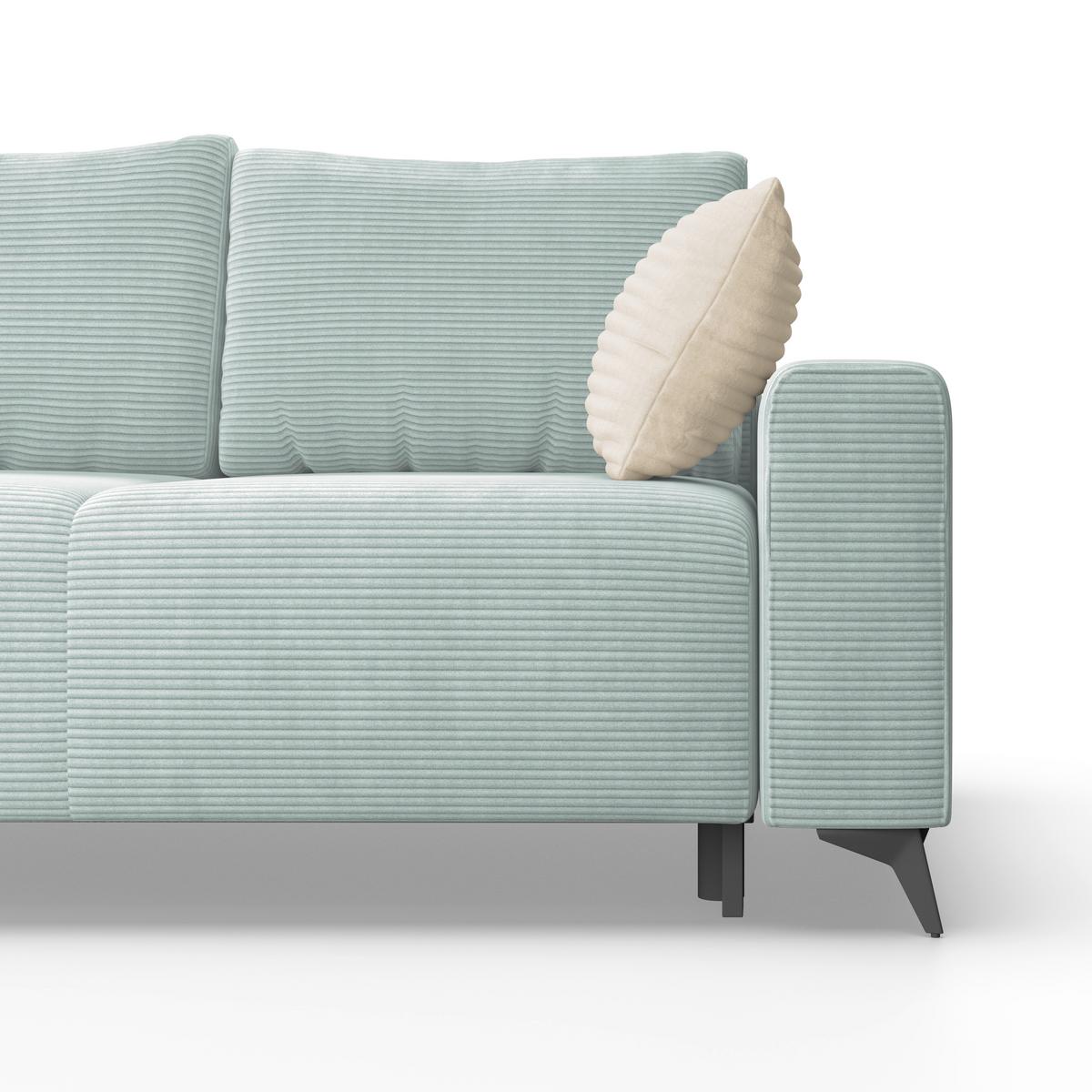 Ecksofa Mit Schlaffunktion Lincoln Mint  Cord 212x270 Cm - Creme/Schwarz, MODERN, Textil (212/270cm)