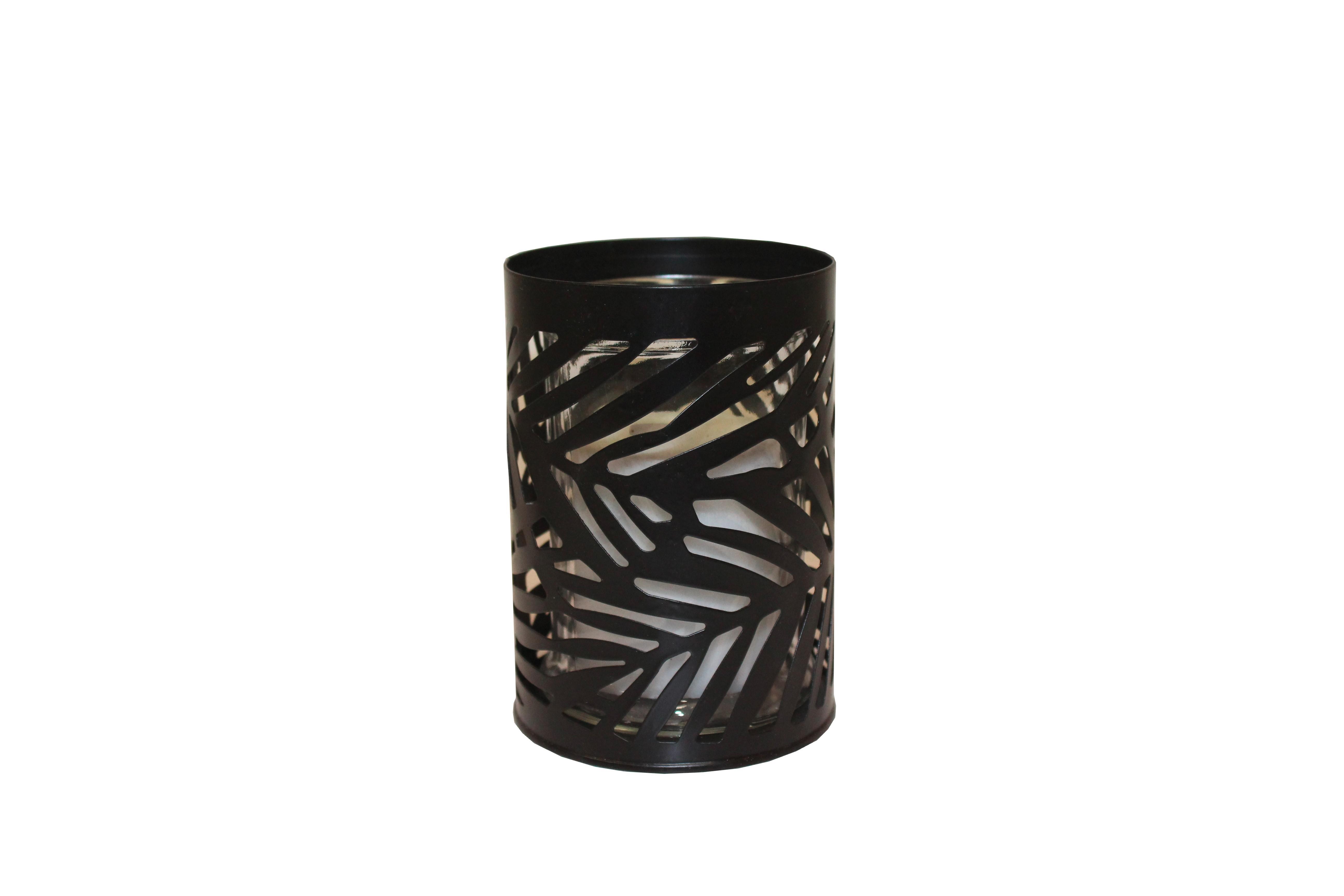 Windlicht Alisa - Schwarz/Weiß, Design, Glas/Naturmaterialien (9/12,5cm) - Luca Bessoni