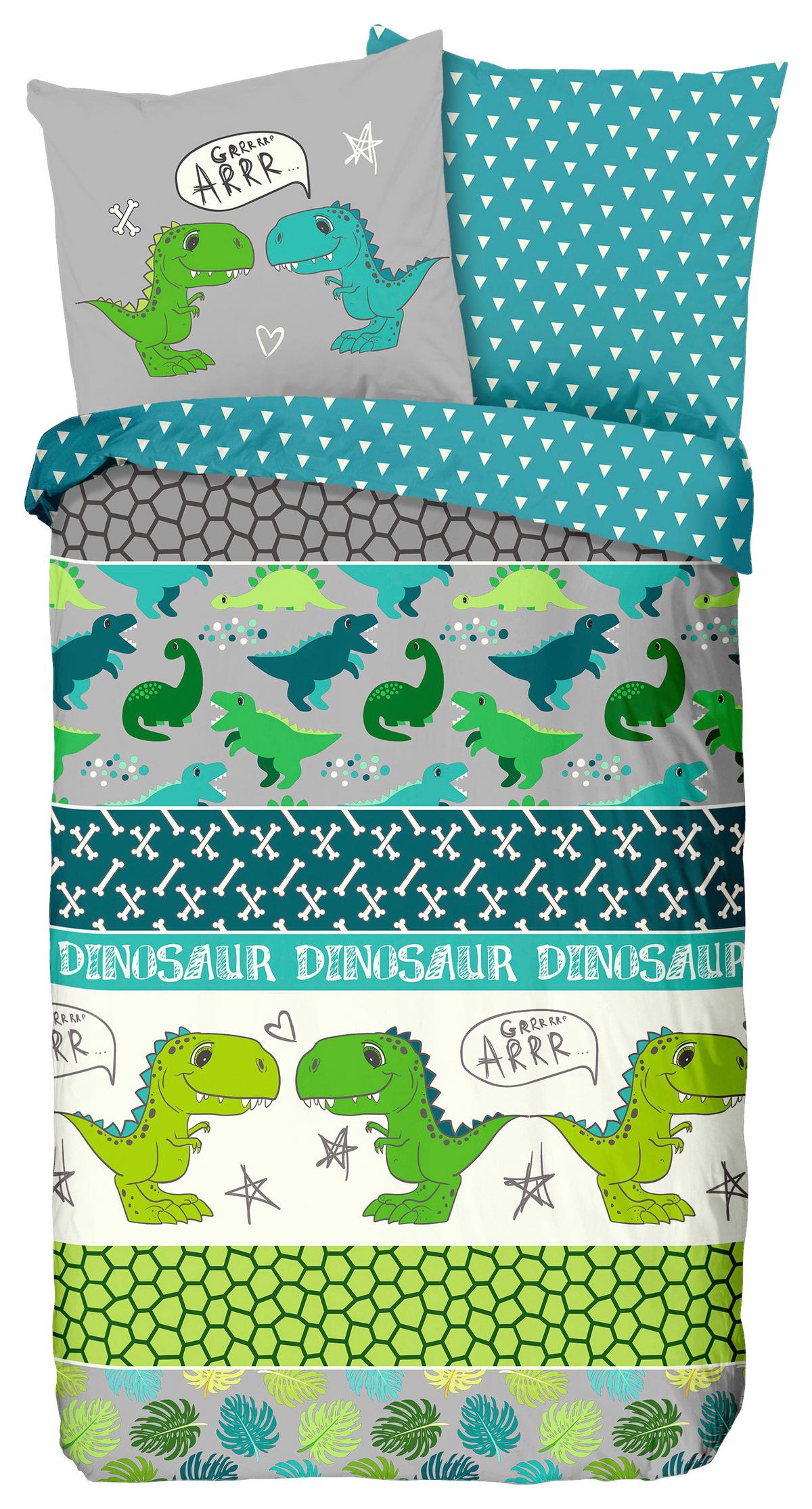 Kinderbettwäsche Dinosaur Multicolor 135x200 Cm - Multicolor, Design, Textil (135/200cm)