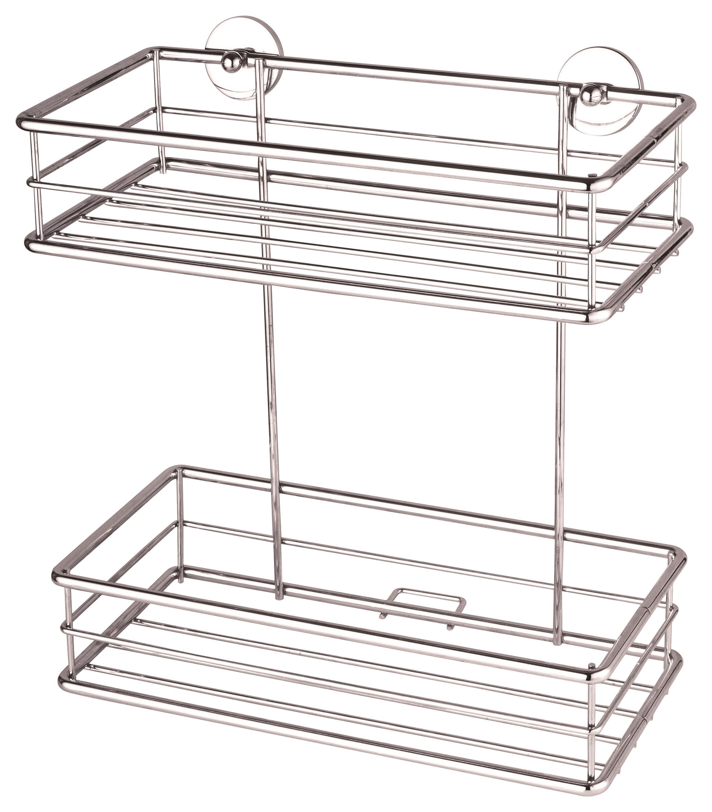 Badezimmerregal 2 Ablagen 25,6x26,6cm Baath - Chromfarben, MODERN, Metall (25,6/26,6/13,6cm)