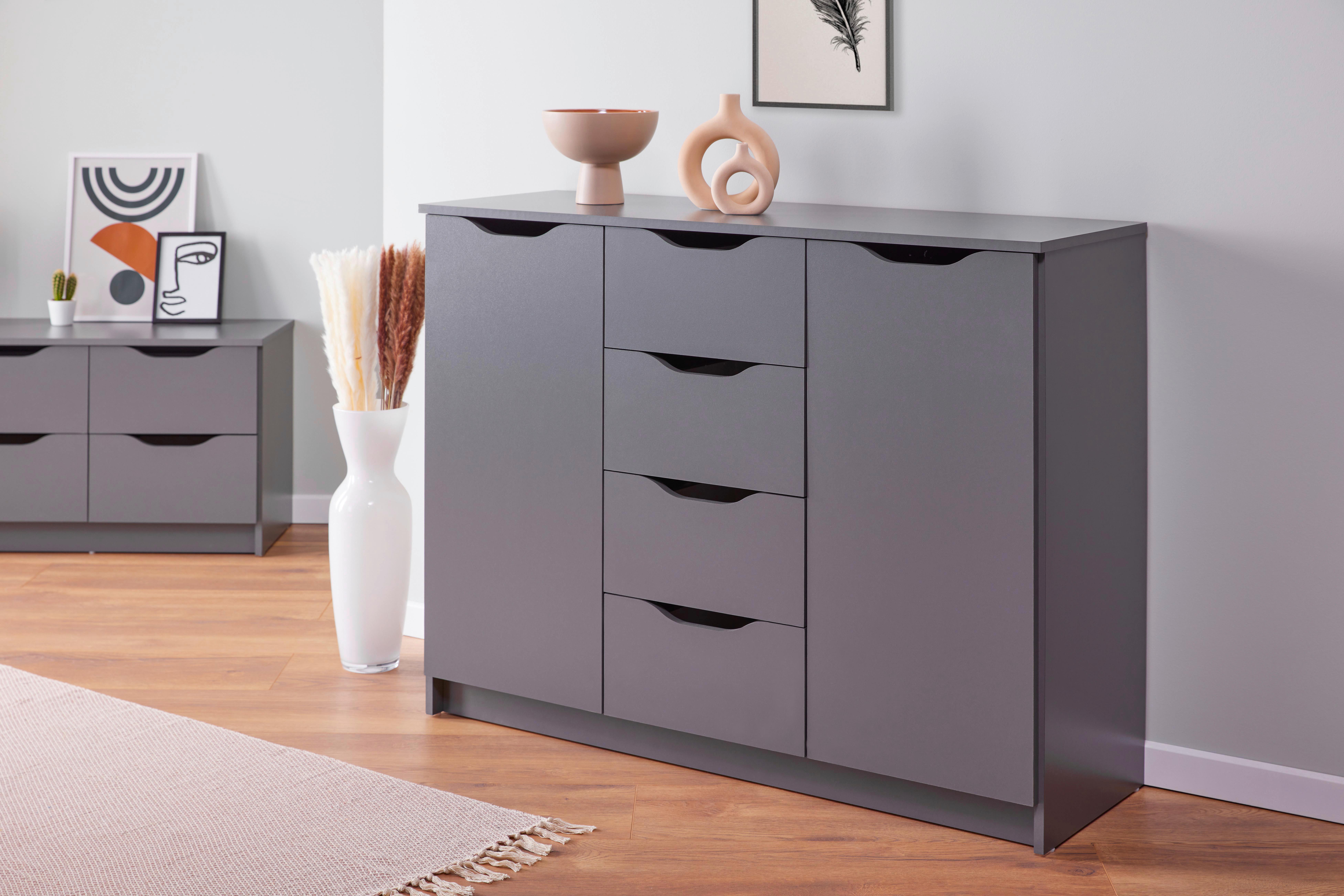 Kommode Silenzia - Graphitfarben, Design, Holzwerkstoff (112/91/40cm) - Livetastic
