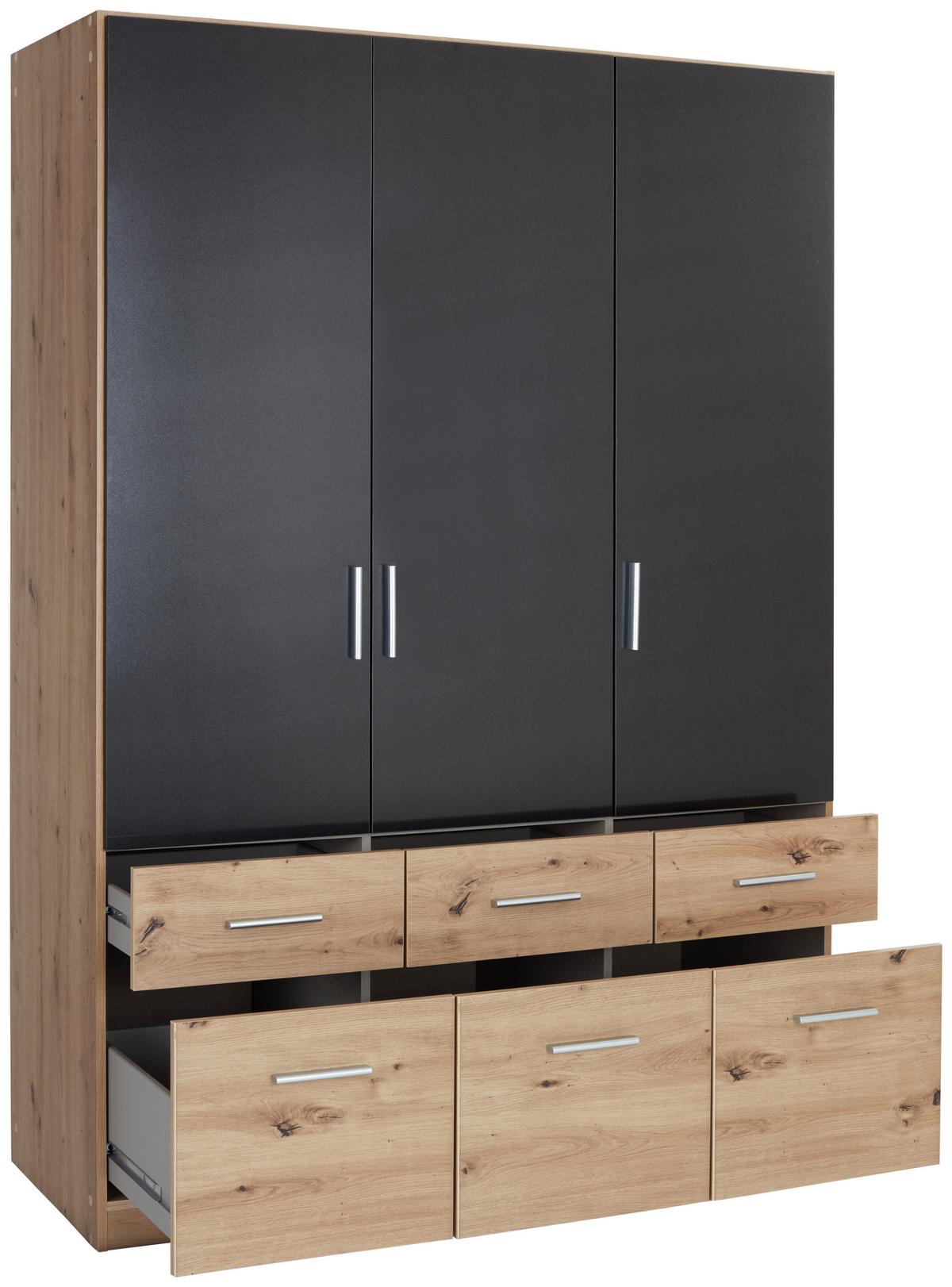 Nyílóajtós Szekrény Celle Extra 136/197 Cm - Artisan tölgy/sötétszürke, Design, faalapú anyag (136/197/54cm)