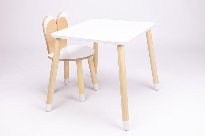 Kindersitzgruppe Bunny Table And Chair Set Weiss/Natur - Naturfarben/Weiß, Basics, Holz (51,5/60/50cm)