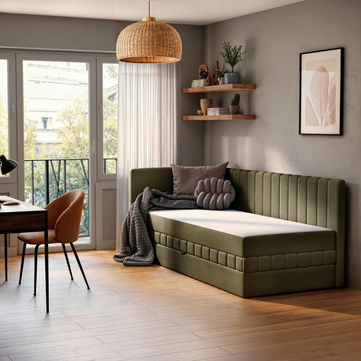 Schlafsofa Roma, Grün B: 212 Cm - Schwarz/Grün, Design, Textil (99/83/212cm) - MID.YOU