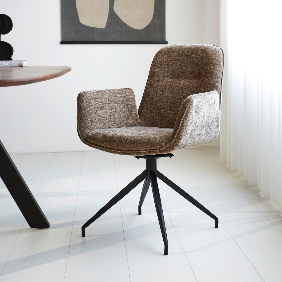 Armlehnstuhl Toulouse Taupe B: 61 Cm - Taupe/Schwarz, MODERN, Textil/Metall (61/89/62cm) - MID.YOU