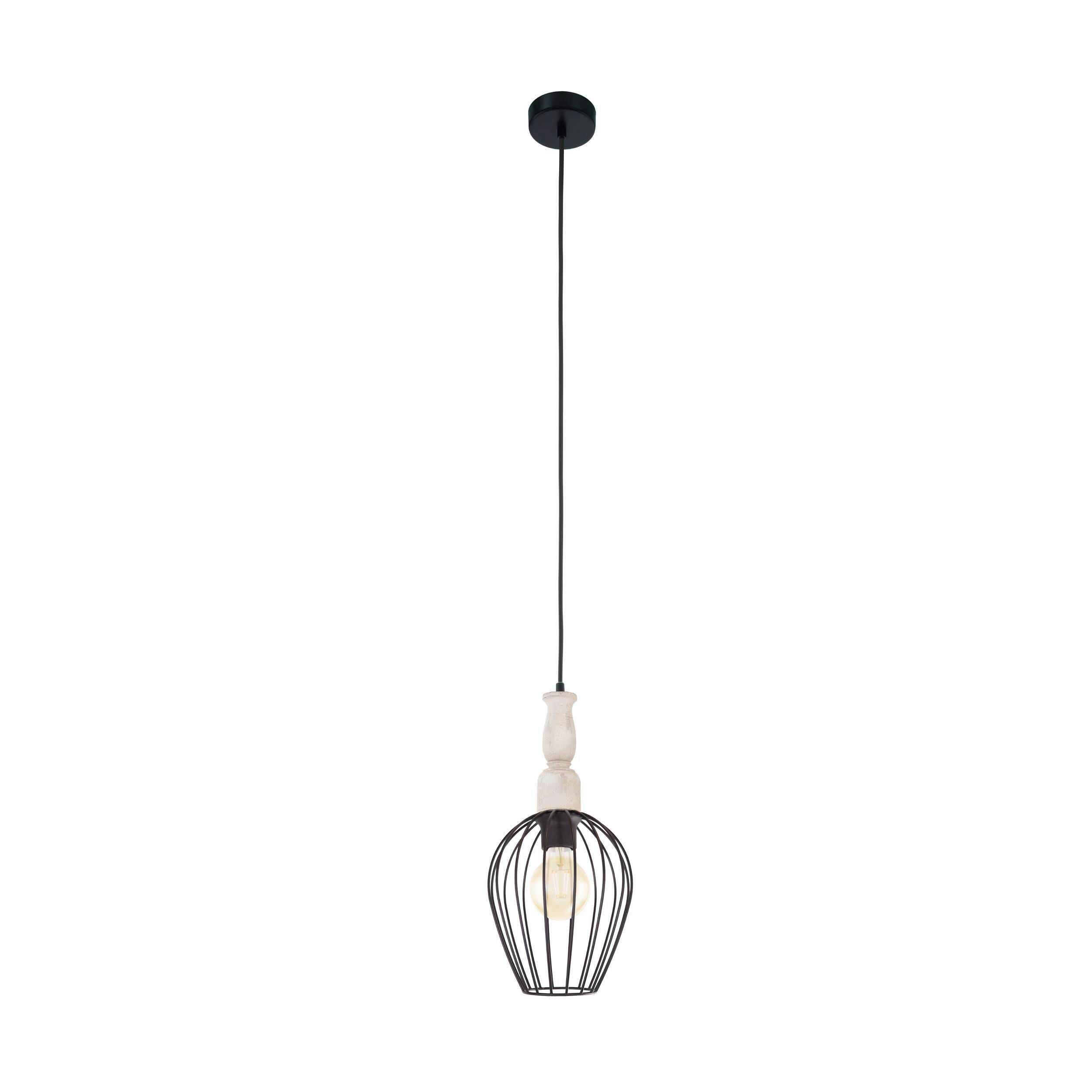 Hängeleuchte 49782_norham - Schwarz/Braun, KONVENTIONELL, Holz/Metall (18/110cm) - Eglo