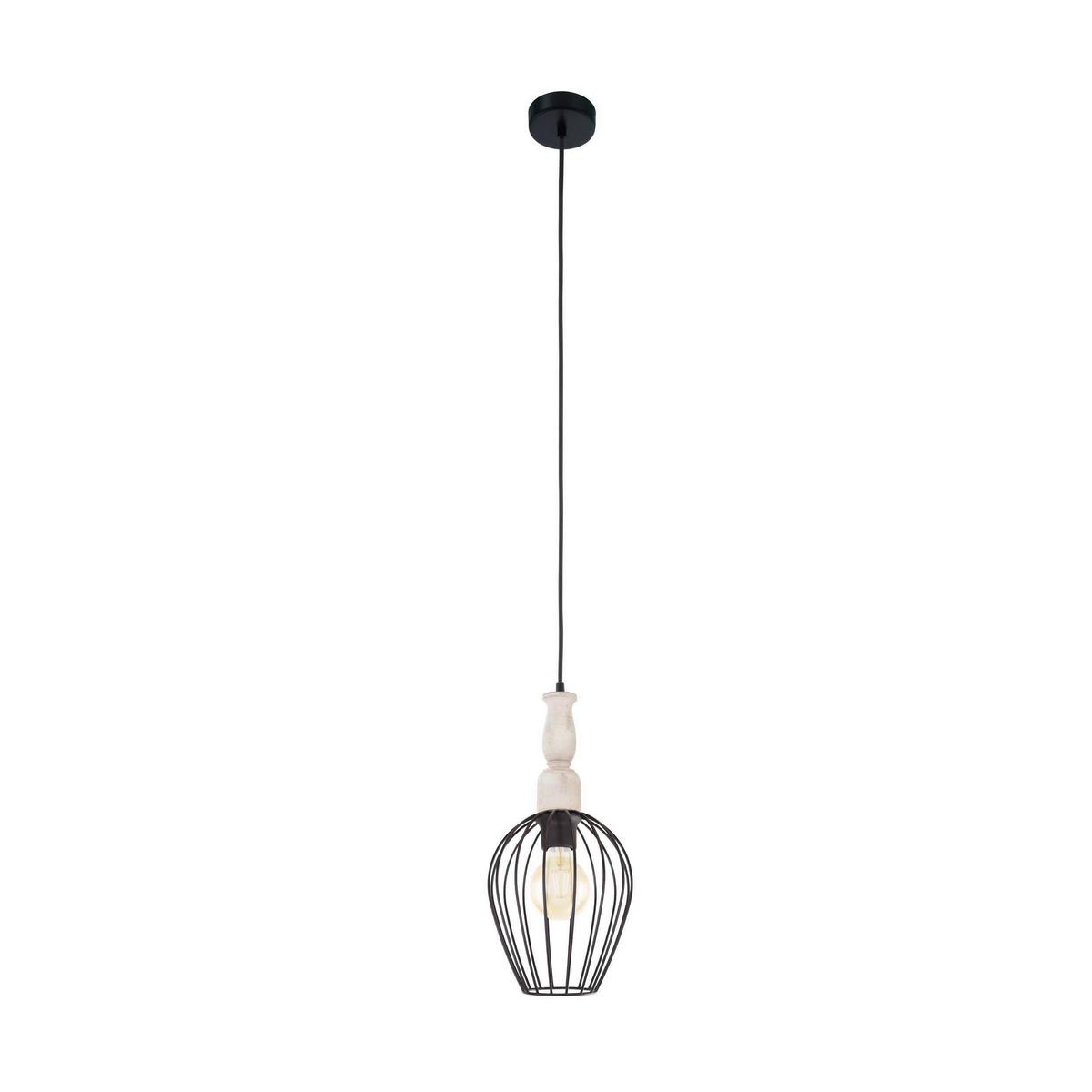 Hängeleuchte 49782_norham - Schwarz/Braun, KONVENTIONELL, Holz/Metall (18/110cm) - Eglo