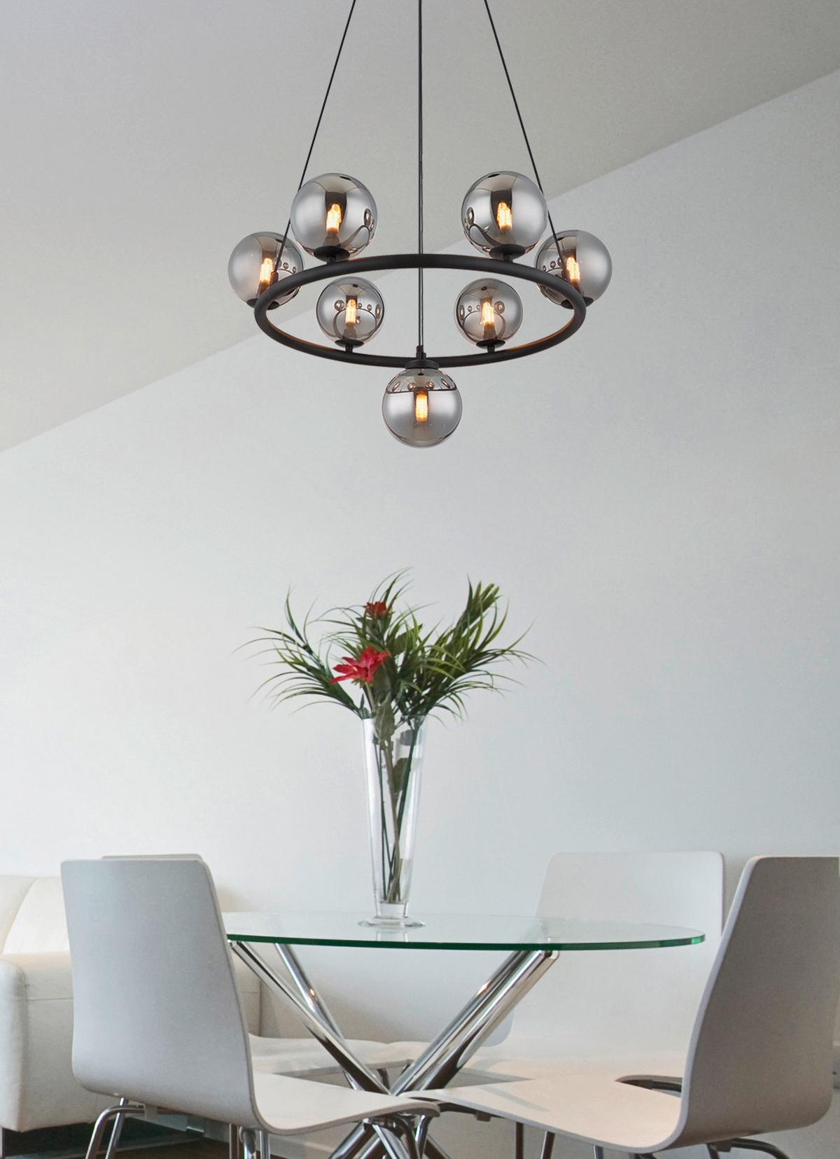 Led-hängeleuchte 56133-5h Riha - Transparent/Schwarz, Design, Glas/Kunststoff (60/120cm) - Globo
