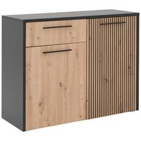 Kommode Luis B: 110,5 cm Artisan Eiche Dekor/Schwarz - Eichefarben/Schwarz, Trend, Holzwerkstoff (110,5/88/42cm)