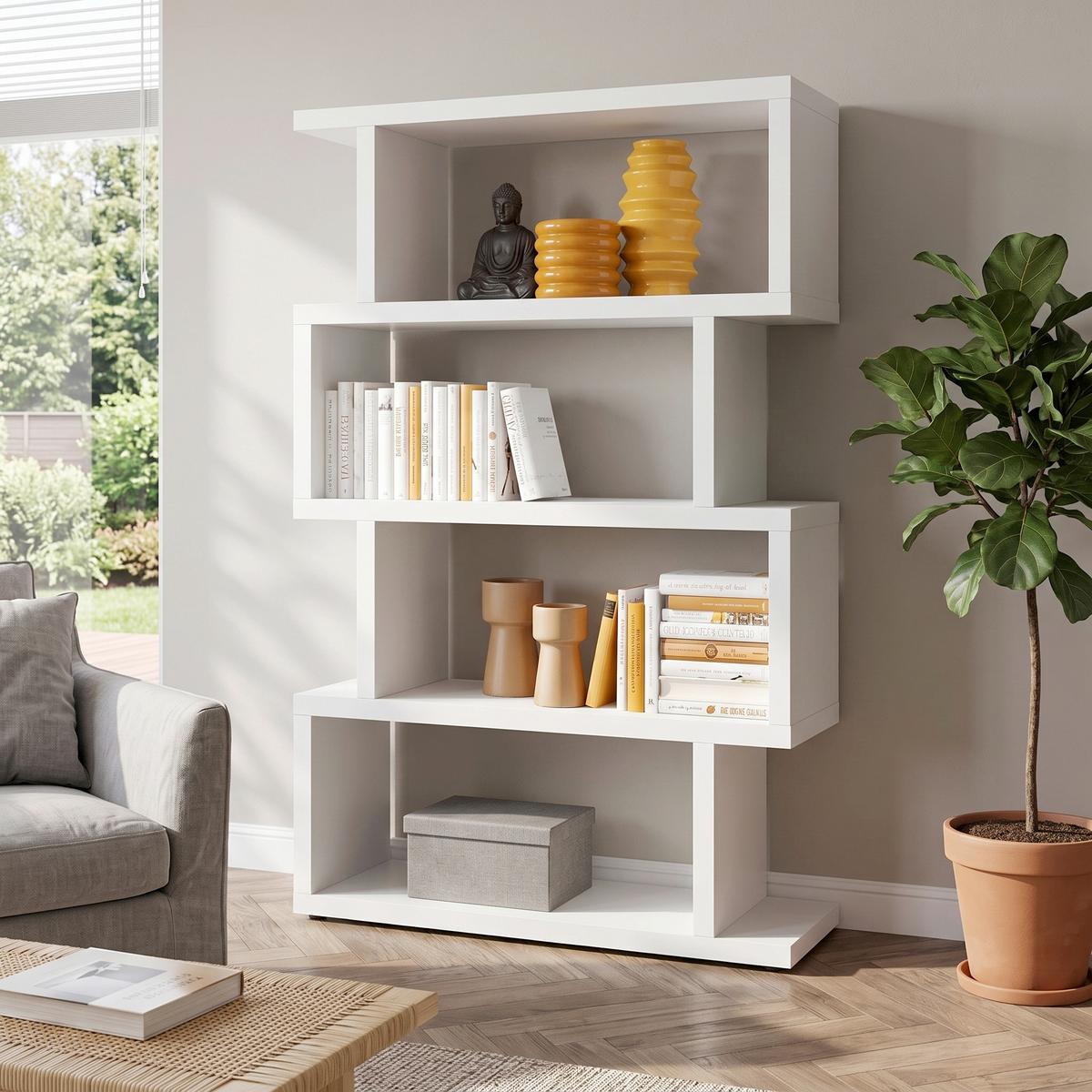 Wandregal BC 3105 B: 100 cm Weiß - Schwarz/Weiß, Basics, Holzwerkstoff (100/152/38cm) - Livetastic