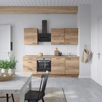 Kuchyňská linka 240 cm, dekor dub Havanna - černá/tmavý dub, Moderní, kov/kompozitní dřevo (240cm) - Nobilia