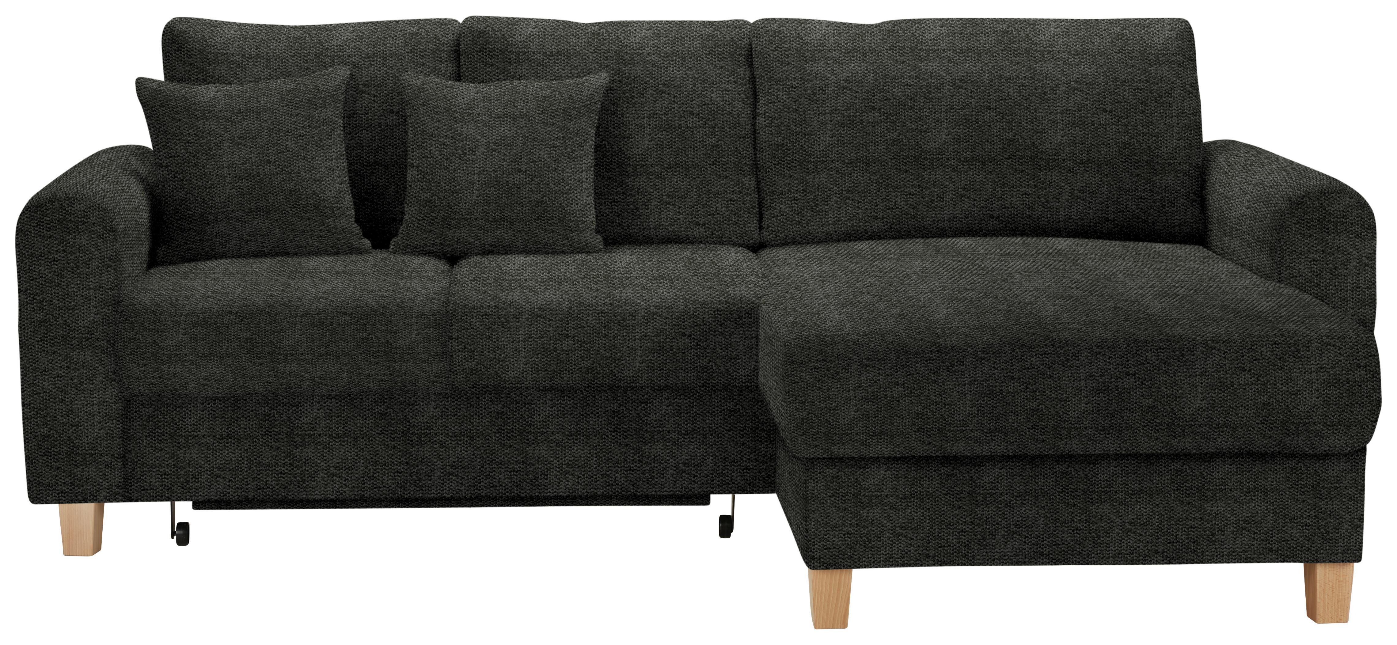 Rohová sedačka LILLE, oboustr., antracitový velur - antracitová/světle hnědá, Moderní, dřevo/textil (232/110/156cm) - Mömax