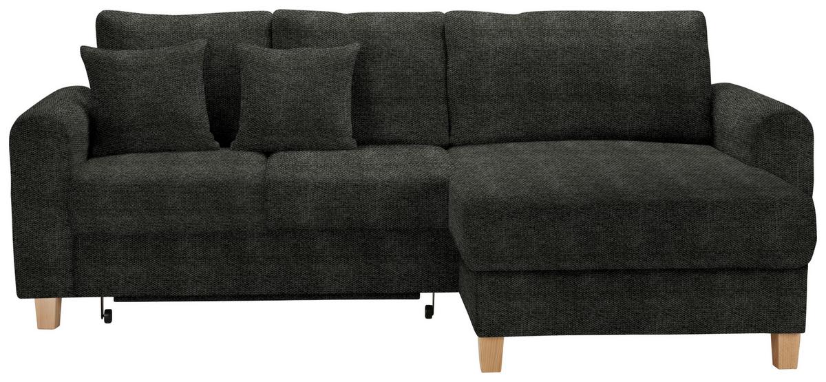 Rohová sedačka LILLE, oboustr., antracitový velur - antracitová/světle hnědá, Moderní, dřevo/textil (232/110/156cm) - Mömax