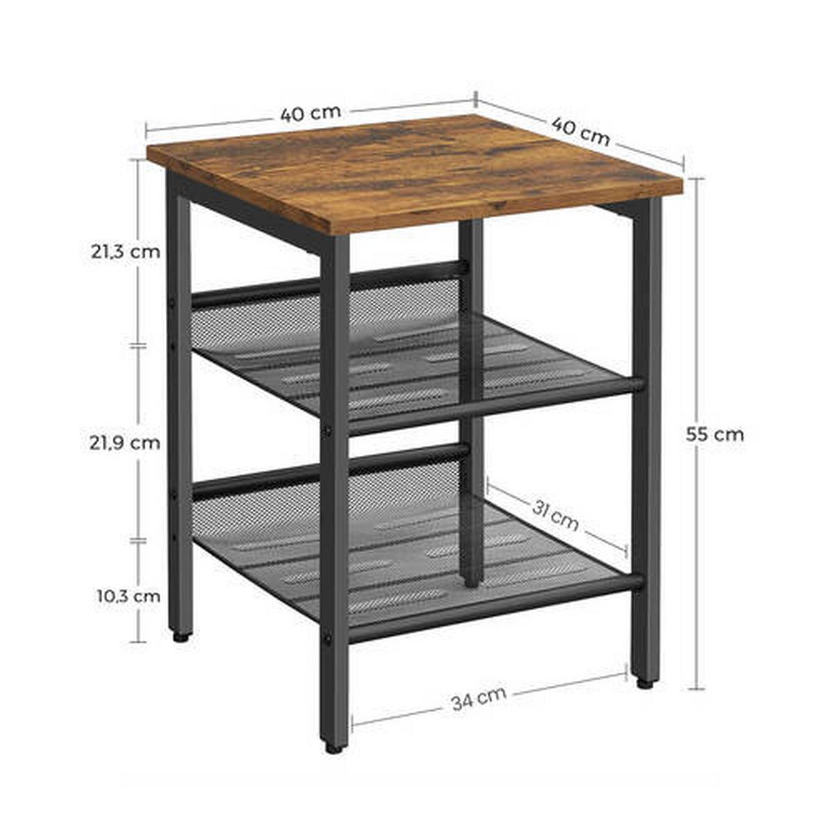 Beistelltisch mit Ablagefächer Braun Vintage, Schwarz - Schwarz/Braun, Trend, Holzwerkstoff/Metall (40/55/40cm) - Boxxx