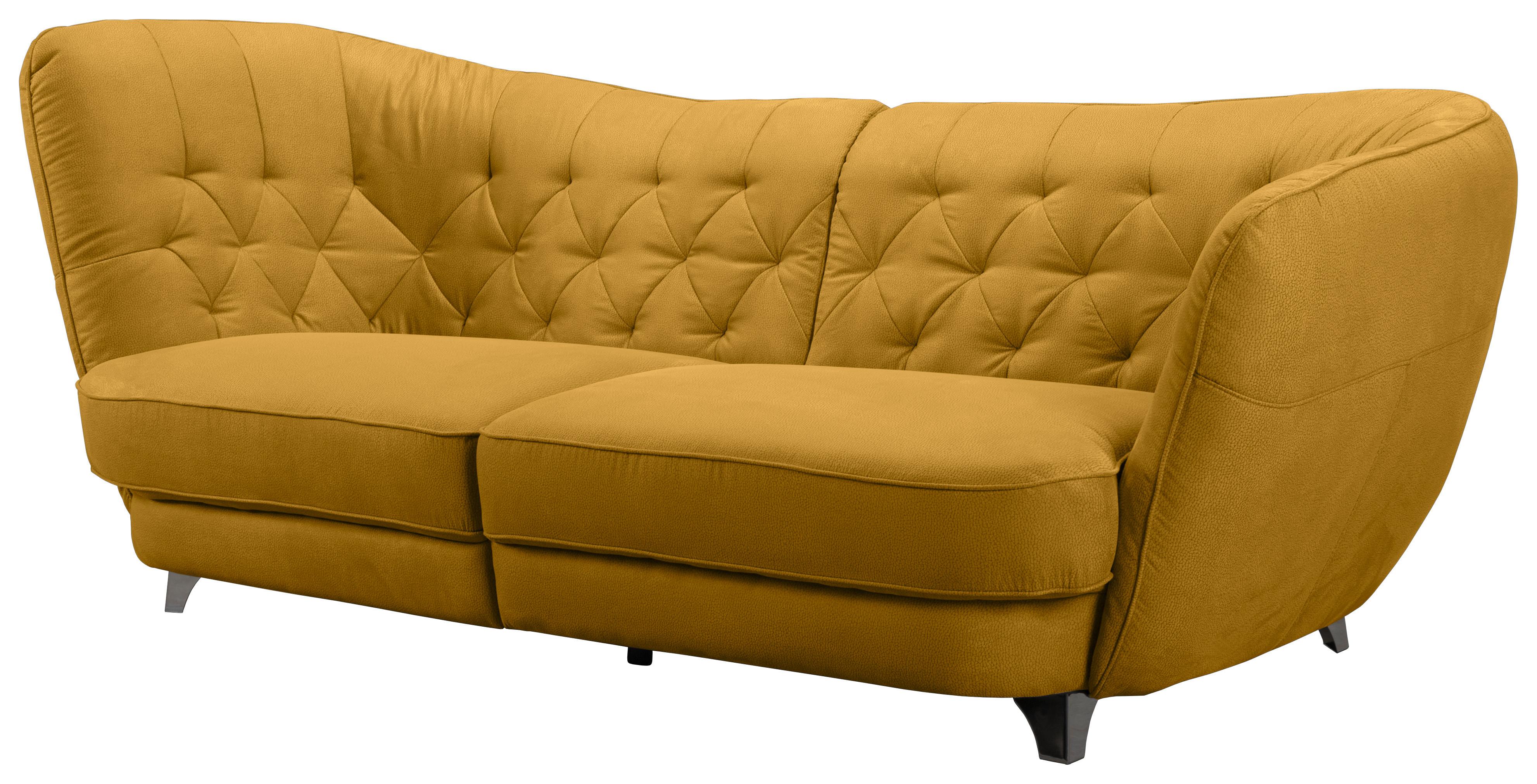 Big Sofa mit Echtem Rücken Retro B: 256 cm Currygelb - Chromfarben/Currygelb, MODERN, Textil (256/85/115cm) - MID.YOU